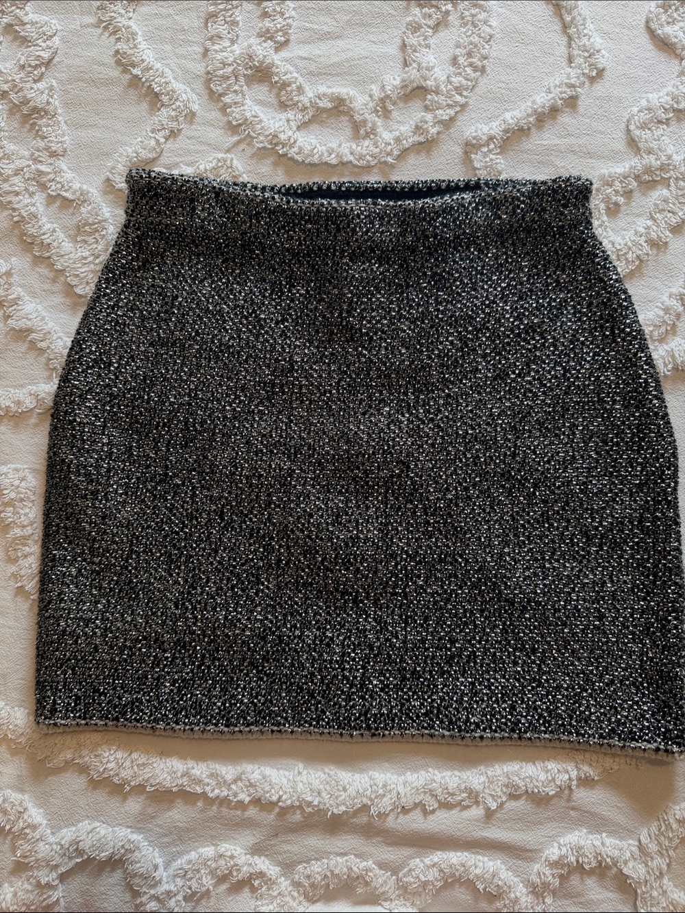 White and Warren Metallic Black Knit Mini Skirt